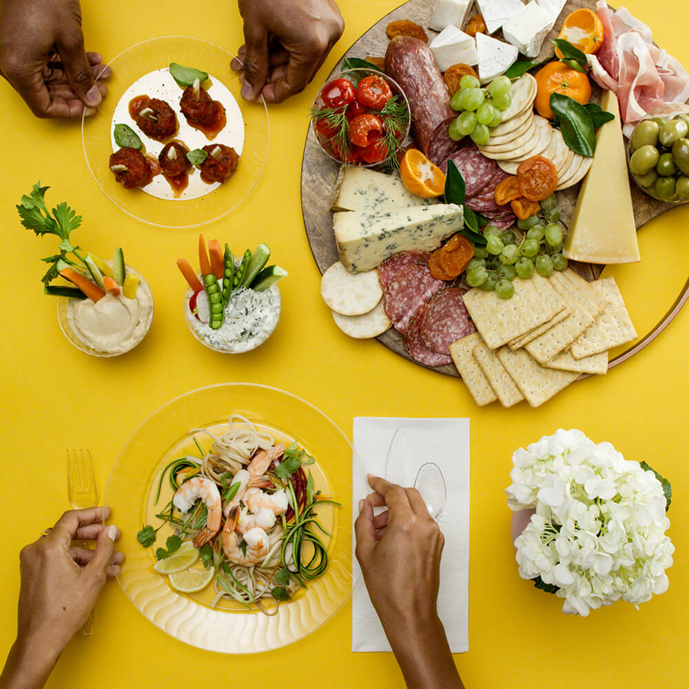 chinet potluck table setting