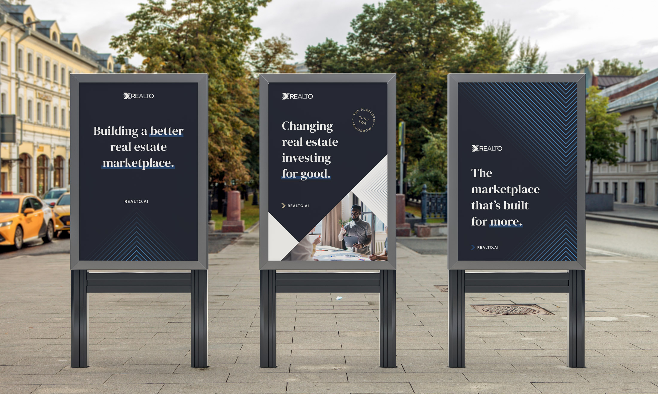 Set of 3 Realto posters in public place